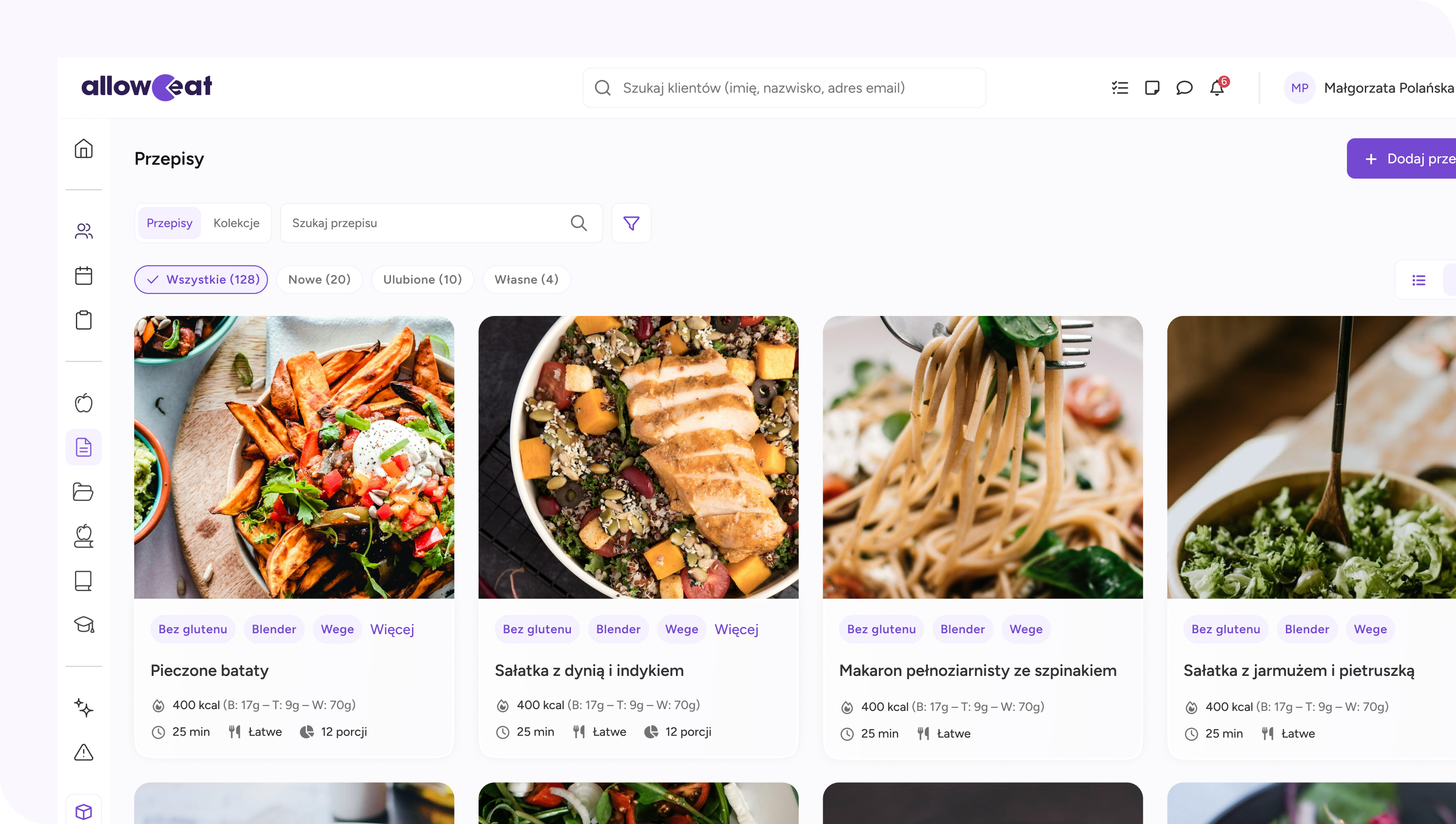 Screenshot of alloweat system with Recipies