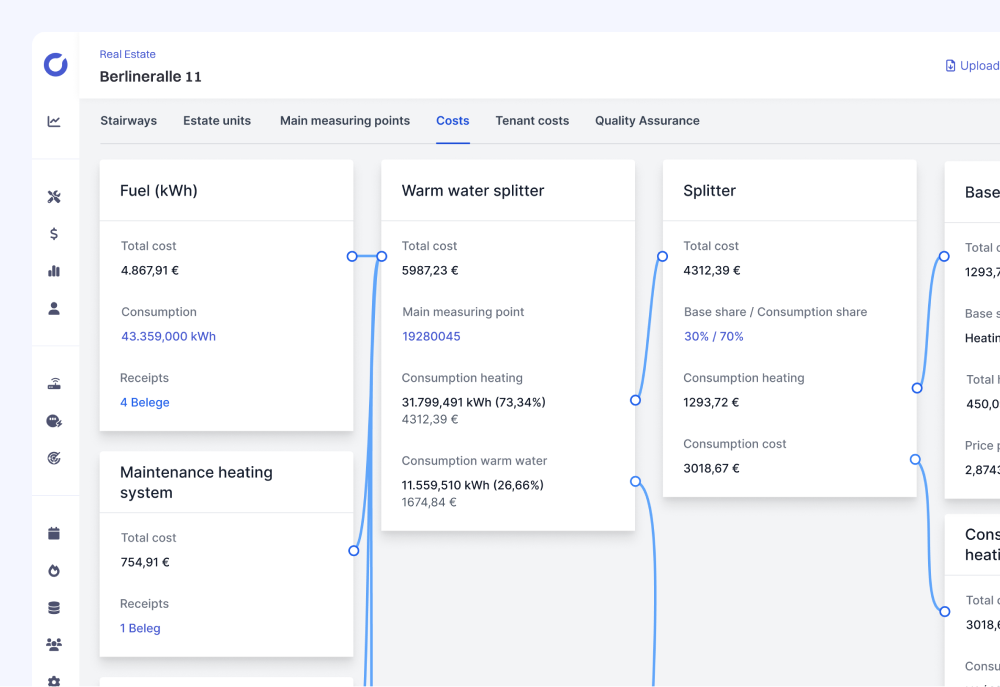 A screenshot of Comgy  Tenant Energy Billing part - Costs tab